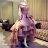 Real Sample Hi Lo Evening Dress High Quality Organza Long Sleeves Prom Party Dress Formal Event Gown2390