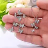 Colares com pingente coreano moda borboleta conjunto de joias aço inoxidável s quatro colar brincos menina presente de festa z442