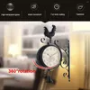 Wall Clocks Double Sided Metal Hanging Clock Retro Round 360 Rotation Black Vintage Garden Antique Birthday Gift Watch