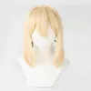 Violet Evergarden queue de cheval tresse petits pains cheveux blonds résistant à la chaleur Cosplay Costume perruque capuchon ruban Y09132299