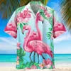 Mäns casual skjortor Summer Hawaiian skjorta för män 3d tecknad flamingo herrskjorta strand överdimensionerade roliga mäns kläder mode kort ärm 230720