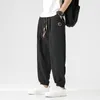 Men's Pants Japanese Linen Casual 2023 Loose Jogging Hip Wrap Drawstring Fashion Large Size M-6XL Sweatpants