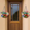 Decorative Flowers Spring Simulation Flower Hanging Basket Bow Tie Wreath Home Iron Art Basin Decoration