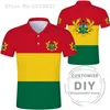 Herren-Polohemden Ghana-Poloshirt, DIY-kostenlose maßgeschneiderte Namens-Gha-Poloshirt-Nationsflagge Gh-Land-Republik-College-Druck-PO-Text-Kleidung 230720