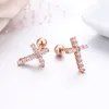 Stud Earrings Cute Corss Full Cubic Zircon Small Screw Back For Women Kids Baby Girls Gold Color Piercing Jewelry Aros Oorbellen