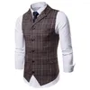 Hommes gilets mode classique Vintage Plaid gilet hommes Slim Fit affaires casual gilet hommes mariage fête vêtements quotidiens