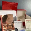 Luxe carré rouge hommes montres originales boxs livret carte étiquettes et papiers en anglais intérieur extérieur2683