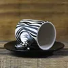 Cups Saucers 3D Zebra Ceramic Mug Hand-painted Animal Espresso Coffee Cup Creative Cartoon And Saucer Funny Mugs