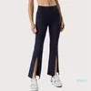 2023-Women Summer Sports ActiveWear Yoga Pants Flare Controlストレッチクイックドライダークグレーワインイオングレーフィットネストレーニングパンツ