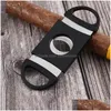 Cigar Accessories Wholesale Portable Cutter Plastic Blade Pocket Cutters Round Tip Knife Scissors Manual Stainless Steel Cigars Tool Dhant