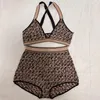 Sexy Knitted Bikini Swimwear Thong Bathing Suit Women High Waist Crochet Swimsuit With Letter3039