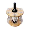 Tercih -Wine Cam Tutucu Bambu Masa Şarabı Cam Kurutma Rafları 6 Cam ve 1 Şarap Şişesi Kampı2927