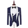 Costumes pour hommes Blazers bleu Slim Fit hommes pour mariage bal marié Tuxedos gilet à double boutonnage châle revers 3 pièces veste P262y