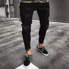 Jeans da uomo Cool Designer Brand Black Jean Skinny Strappato Distrutto Stretch Slim Fit Pantaloni Hip Hop con fori per uomo294c