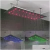 Pommeaux De Douche De Salle De Bains Pas Besoin De Batterie 24X31 Pouces Colorf Led Tête D'arrosage Contrôle De La Température 3 Changement De Couleur Éclairage De La Salle De Bain Dhg7Q