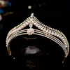 Baroque Retro Gold Crystal Pearl Bridal Tiaras Crown Geometric Pageant Diadem Bride Headband Wedding Hair Accessories 2202172603