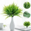 Decorative Flowers 7 Forks Artificial Persian Ferns Plants Plastic Green Leaves Wedding Home Room Table Background Garden Fake Plant Floral