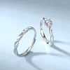 Cluster Rings European S925 Sterling Silver Couple Simple Open Finger Ring With Zircon For Women Birthday Gift