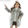 Giacche Ragazze Giacche Cappotto di lana con ricamo floreale per ragazze Colletto rovesciato Capispalla Bambini Moda autunno Abbigliamento invernale per Z230721