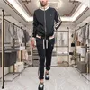 New Tracksuit Men Brand Set Sweatsuit Zip Sweatshirt Training Sportswear stripe Jacket and Joggers Cargo Pants 2 Piece Sets Male F277Z