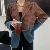 Trajes de mujer Blazer Mujer Patchwork Diseño Ocio Moda suelta Estilo coreano Primavera Diario Vintage Señoras All-math Outwaer Elegante Denim