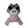 Chien vêtements animal de compagnie ensemble excellente fermeture à bouton mignon panda motif plaid salopette costume