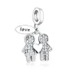 Fit Original Pandora Charm Bracelet 925 Sterling Silver Boy And Girl Dangle Charm Zircon Love Heart Pendant Beads For Making Women265F