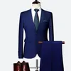 Costumes pour hommes Blazers deux pièces ensemble veste pantalon mode Boutique couleur unie hommes décontracté costume d'affaires marié mariage Dr347C