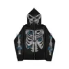 Mens Hoodies Sweatshirts Mens Hoodies Y2K Full Zip Up Hoodie Men Autumn Winter Gothic Rhinestones Web Sweatshirt Hip Hop Grunge Skeleton Oversized Jacke J230721