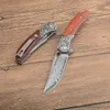 Kampanj R1696 Flipper Folding Knife VG10 Damascus Steel Straight Blade Rosewood Handle Ball Bearing Fast Open EDC Pocket Folder Knives