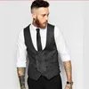 Black Gray Groom Vests Mens Suit for Wedding 2018 New Slim Fit Groomsmenベストビジネスメンベストフォーマルウェア326Q