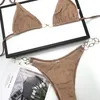 Malha de renda sexy roupa interior têxtil para mulheres oco carta corrente biquíni férias praia banhos de sol biquinis sem costas bandagem sólida col273b