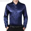 Mannen Casual Shirts Wijnrood Glad Zijde Satijn Shirt Mannen 2019 Chinese Draak Jacquard Heren Slim Fit Lange Mouwen Button Down Overhemden Chemise 4XL L230721