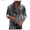 Męskie koszule męskie koszula Męska Koszula Kwiatowa długi rękaw Casual Shirt Fashion Rose Flower 3D Printed Fllar Slim Hawaii koszula na męskie L230721