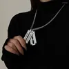 Hanger Kettingen WLP Vrouwen Mannen Hip Hop Hollow Out Dubbele Rechthoek Ketting Vintage Punk Metalen Ketting Goth Kraag Koppels Sieraden