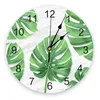 Wall Clocks Tropical Leaves Marble Background Home Decoration Modern Kitchen Teen Room Bedroom Living Decor Clock