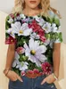 Damskie tshirt moda kwiatowy 3D nadruk Tshirts Letnie koszulki z krótkim rękawa