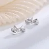 Boucles D'oreilles De Mode Micro Pave Strass Cristal Bowknot Zircon Arc Conception Femmes Élégantes Bijoux Pour La Fête De Mariage En Gros