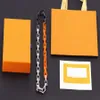 Europe America Fashion Necklace Bracelet Men Women Silver Black Orange-colour Metal Engraved V Letter Flower Pattern Thick Chain J242E