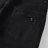 Męskie dżinsy mody streetwear men czarny rozciąganie szczupła fit splated projektant rowerzystów Homme Zipper Pocket Hip Hop Brand Pants