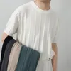 Mężczyzn s t t koszule w stylu koreański jedwabna jedwabna koszulka Summer Solid Kolor o szyja top pullover moda mgła krótki rękaw 230721