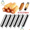 Baking Moulds New 6/12/24Pcs Kitchen Stainless Steel Cones Horn Pastry Roll Cake Mold Spiral Baked Croissants Tubes Cookie Dessert T Dhxg9