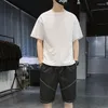 メンズトラックスーツ男性Tシャツショーツセットオリジナルブランド2ピース衣装ブラックホワイトクールな基本的なファッション服夏のトップ