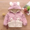 Kleidung Sets Herbst Winter Baby Mädchen Mantel Woolen Warme Cartoon Ohren Mit Kapuze Jacke Plus Samt Dicken Lamm Plüsch Outwear Top