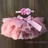 Atacado bebê meninas tutu saia arco gaze saias designer crianças com faixa de cabeça PP vestido curto vestidos de princesa roupas de bebê saia 0-3T