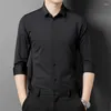 Herrenhemden 2023 Stretch Anti-Falten Langarm für Männer Slim Fit Social Business Bluse Weißes Hemd