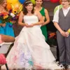 2021 Aline Arco-íris Vestidos de Noiva Sem Alças Vestido de Noiva Cor de Renda Saia de Tule Modesto Drapeado Vestidos de Noiva222R