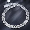 Master Rocks Jewelry 18mm 925 Sterling Silver Iced Out 3 Rows Moissanite Cuban Chain