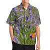 Chemises décontractées pour hommes violet lavande chemise champ Nature plante plage lâche Hawaii Blouses à manches courtes vêtements surdimensionnés personnalisés