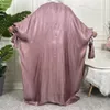 Roupa étnica aberta abaya verão peru vestido muçulmano de seda brilhante islâmica planície oversized abayas para mulheres dubai kaftan quimono femme musulmane 230721